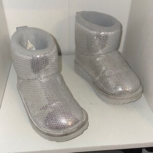 Kids Silver Sequin Boots